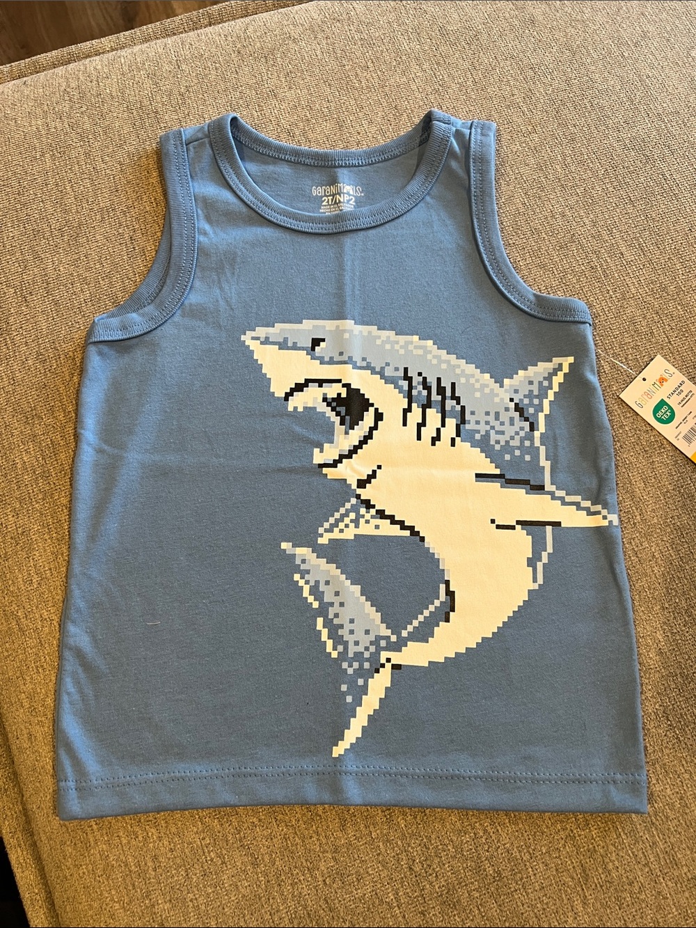 Garanimals Blue Tank Top with Pixel Shark Graphic